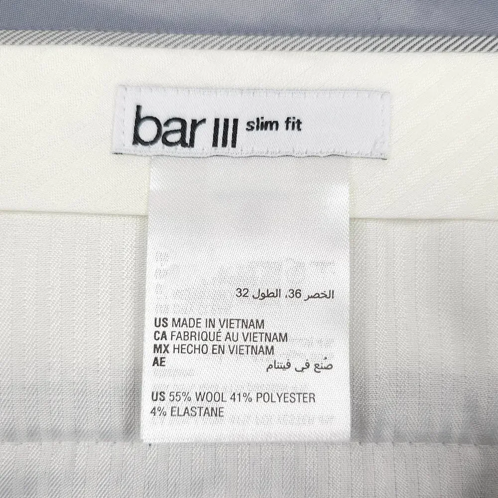 Bar III Mens Slim Fit 2 Piece Suit 36R 32x30 Lavender Purple Solid Stretch Wool